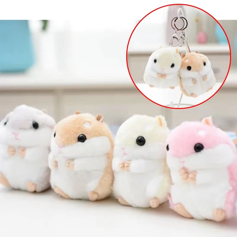 Portachiavi per bambole di peluche Animali Giocattoli per bambini Portachiavi farcito 10 cm Criceto Bambole Kawaii Bambini Bambino Regali di Natale Ciondolo per borse