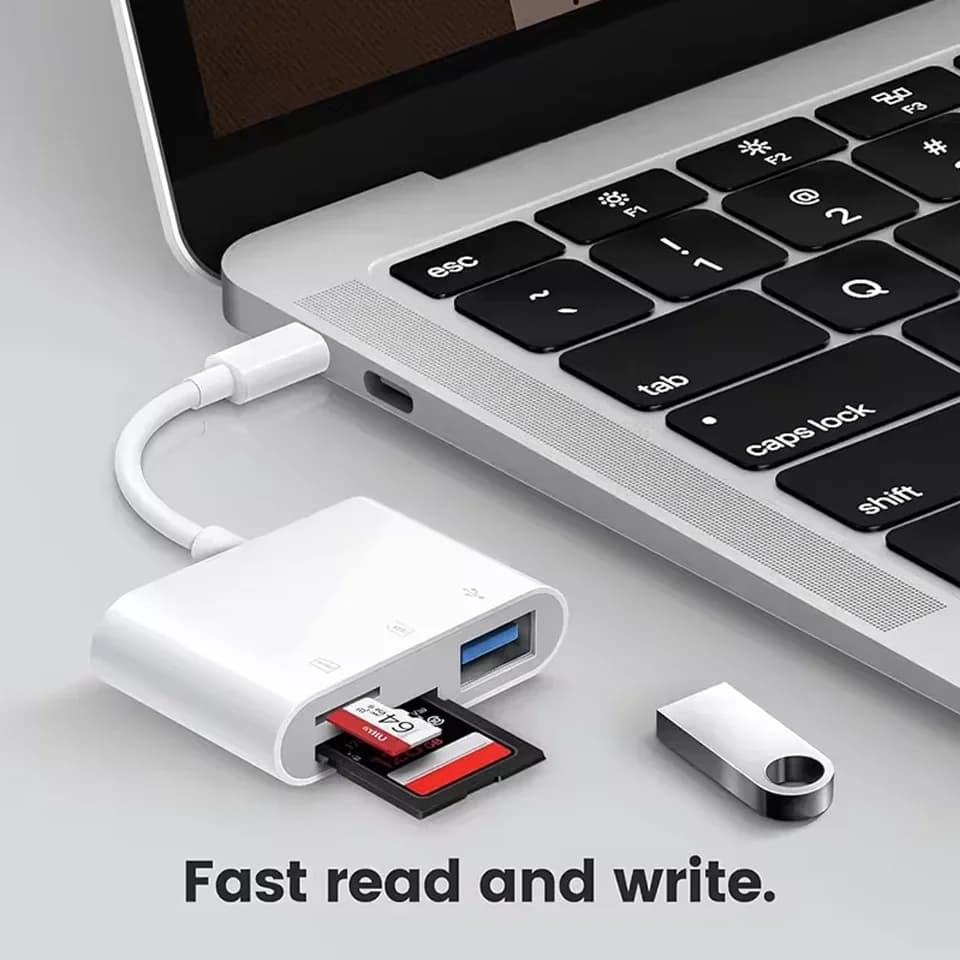 Adattatore USB tipo C 3 in 1 Lettore di schede di memoria SD TF Connettore scheda USB C OTG per iPhone 16 15 Pro Max Plus Adattatore Samsung Xiaomi