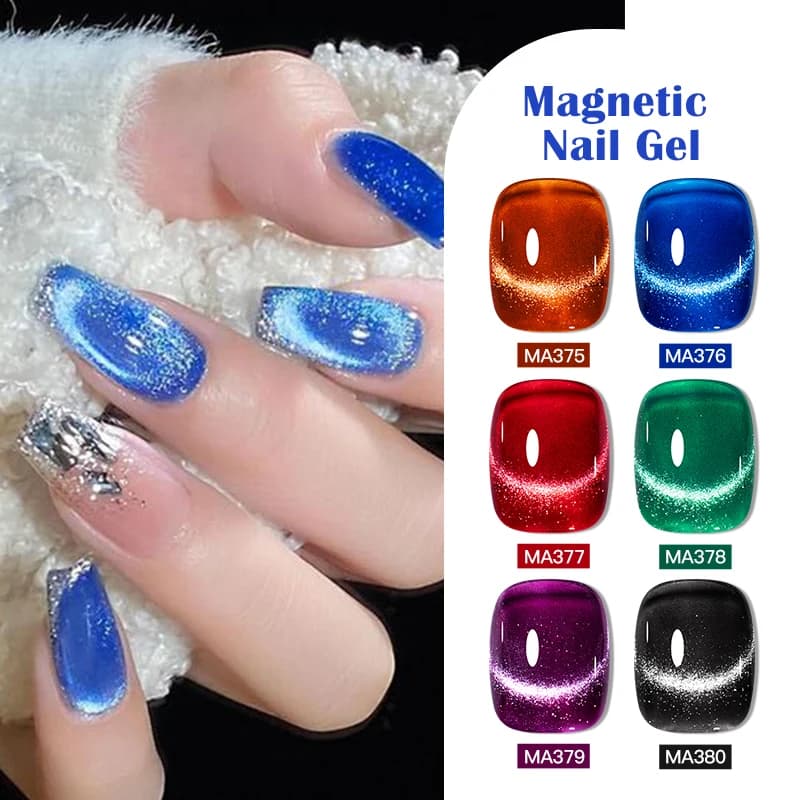 MEET ACROSSS 7ml Gatto Gel Magnetico Smalto Inverno Natale Serie Blu Verde Rosso Colore Semi Permanente Vernis Nail Supplies