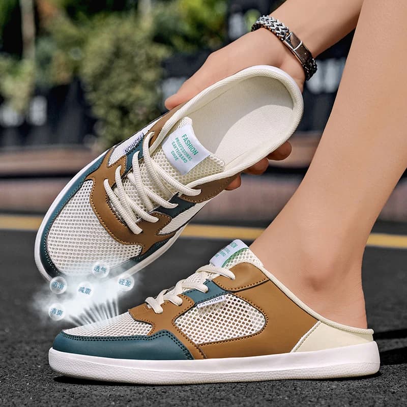 Taglia grande 47 Mezze scarpe da uomo Ciabatte Mesh Flats Backless Semi-Drag Mocassini Pantofole Uomo Presentazioni aziende produttrici giochi Sandali a punta chiusa Scarpe casual