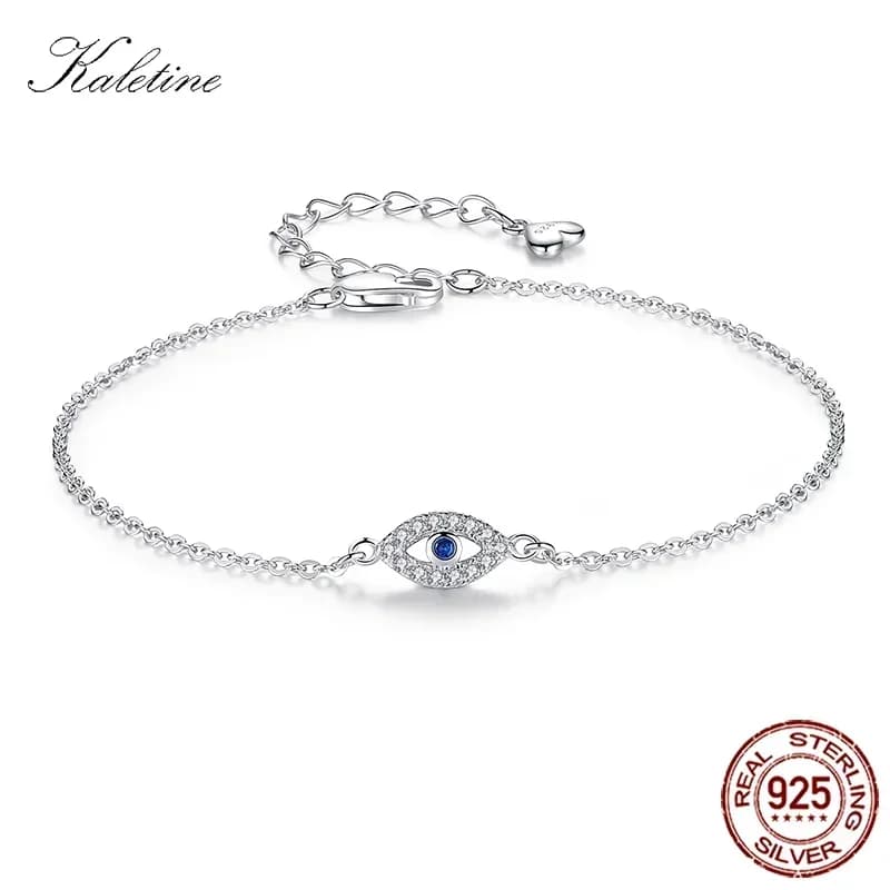 Bracciale KALETINE con Occhio Turco Portafortuna in Argento Sterling 925 per Donne, Pietra Blu CZ, Regolabile, Gioielli da Uomo KLTB099