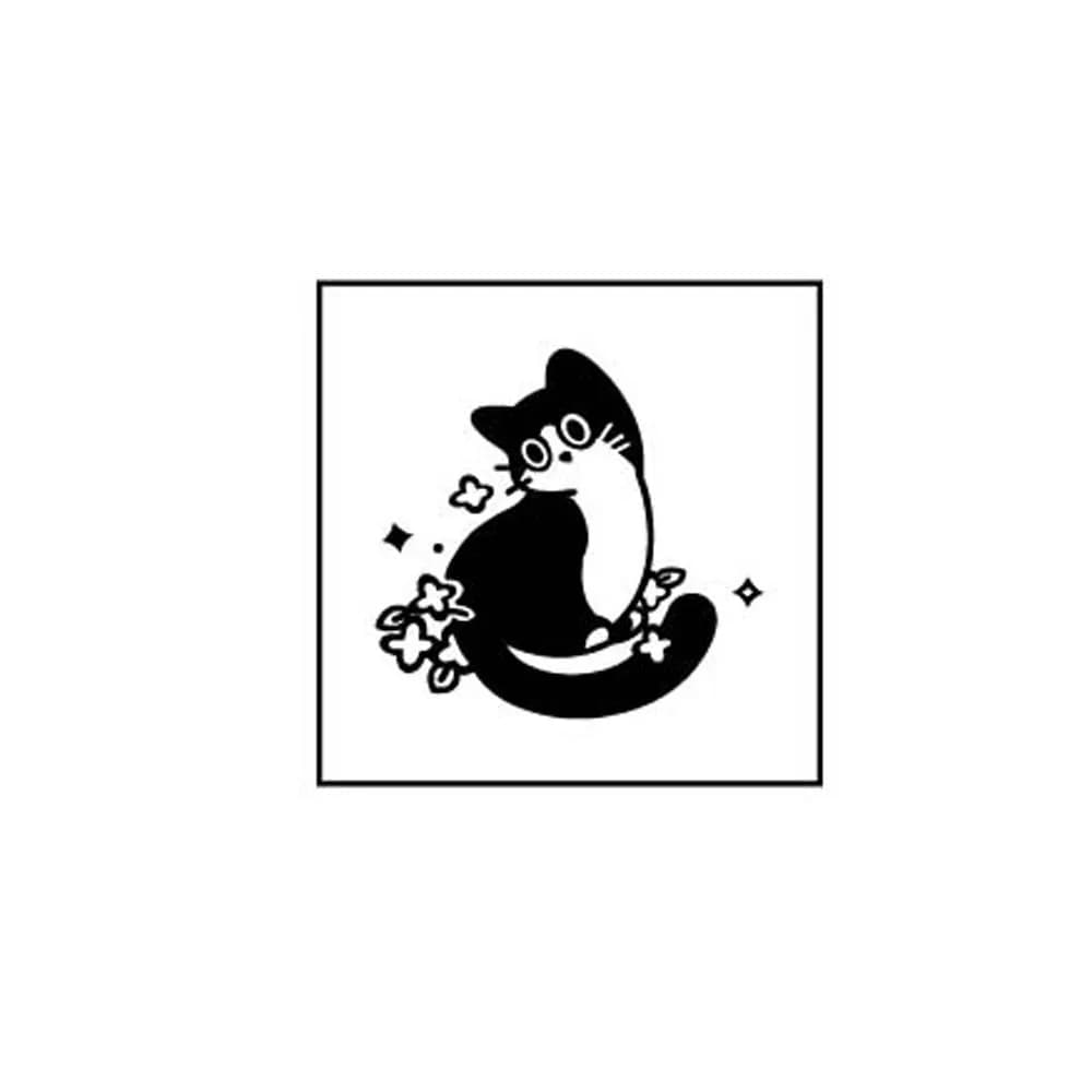 Timbri Artigianali a Forma di Gatto Nero, Timbri in Gomma Vintage Retrò a Forma di Animale, Sigilli Fatti a Mano per Biglietti