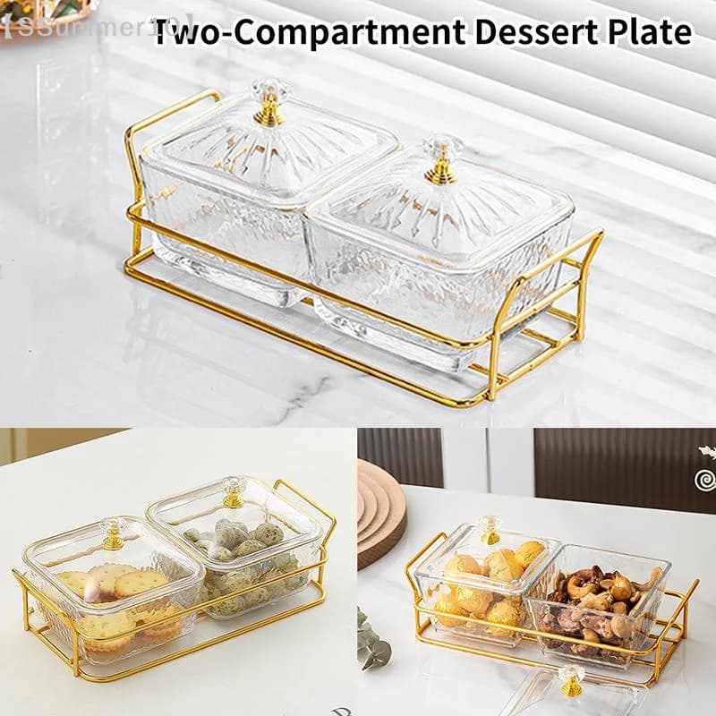 【SSummer10】Vassoio per snack trasparente a 2/4 scomparti con coperchio - Contenitore per alimenti, frutta secca e noci per feste, famiglie, bar, KTV【SS】