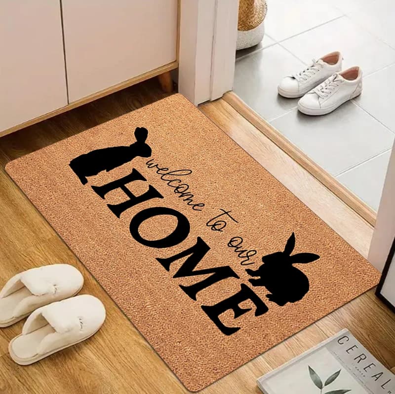 Tappetino Decorativo a Forma di Coniglio, Tappeto per Ingresso, Corridoio, Pavimento, Decorazione Casa, Stile Animale Carino, Antiscivolo, Tappeto da Cucina