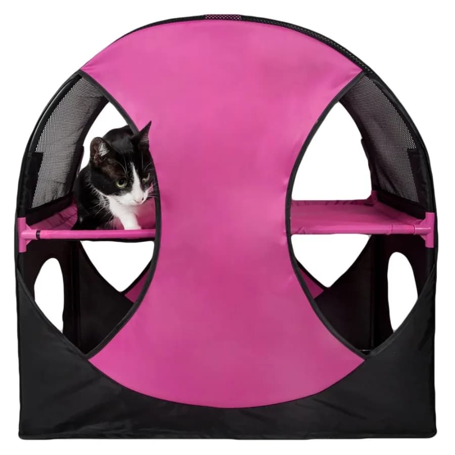 ® 'Kitty-Play' Collapsible Travel Interactive Kitty Cat Tree Maze House Lounger Tunnel Lounge