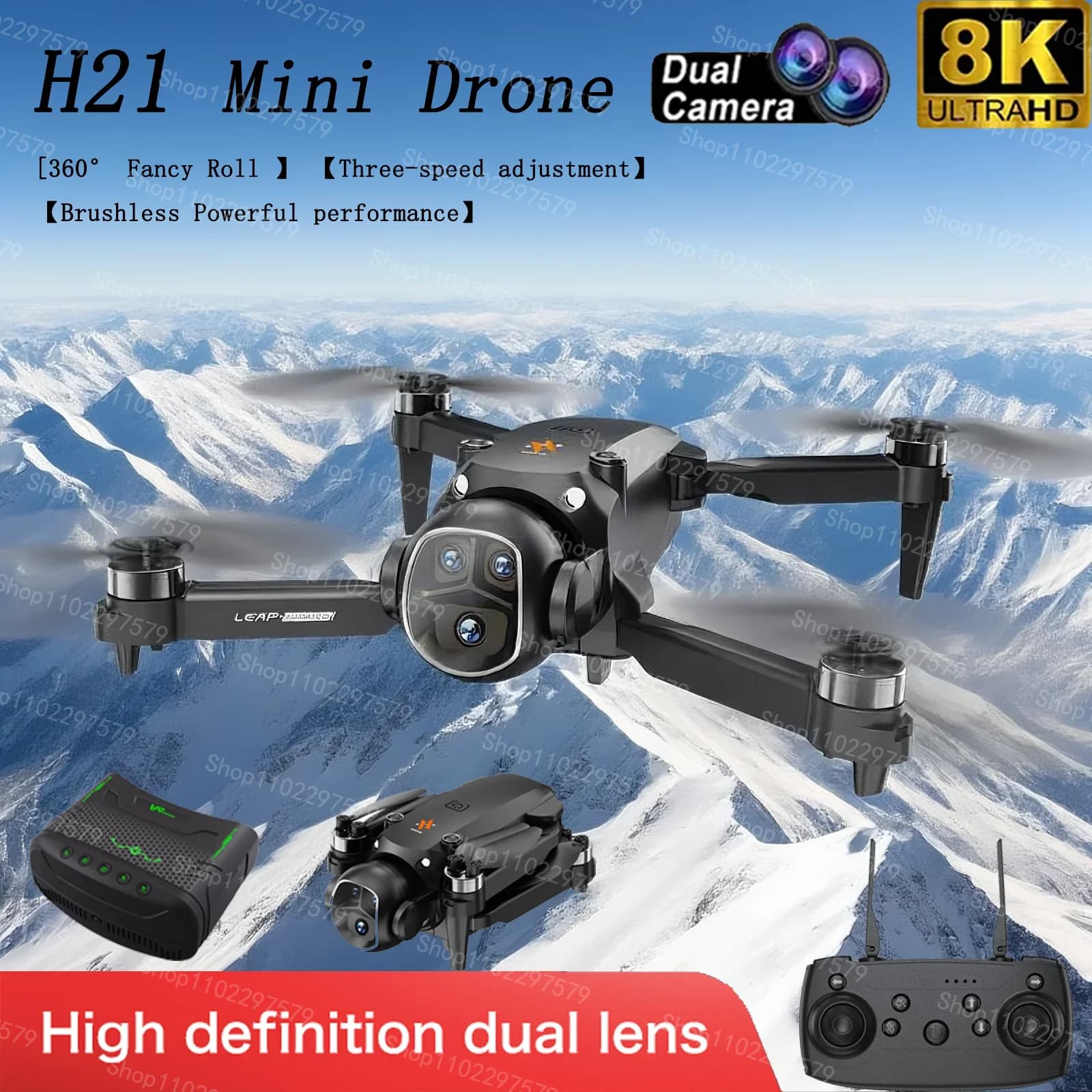 New H21 Optical Flow Localization Drones Wide Angle HD 8K Dual Camera Height Hold RC Obstacle Avoidance Foldable Quadcopter Toys