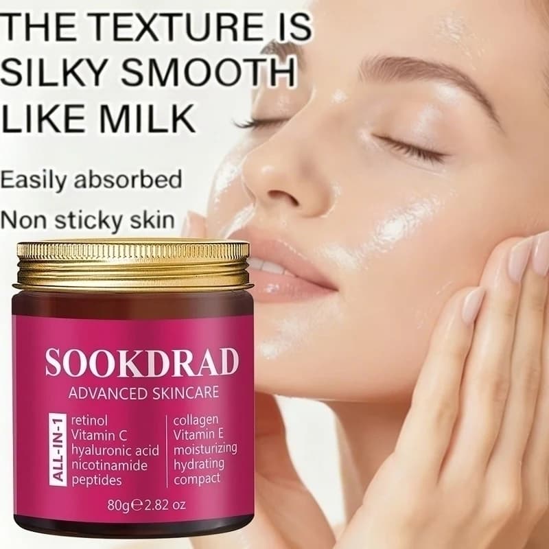 Crema al Collagene, Vitamina C e Acido Ialuronico, Idratazione Quotidiana, Viso e Collo, Unisex, 80g, Uso Quotidiano Energizzante