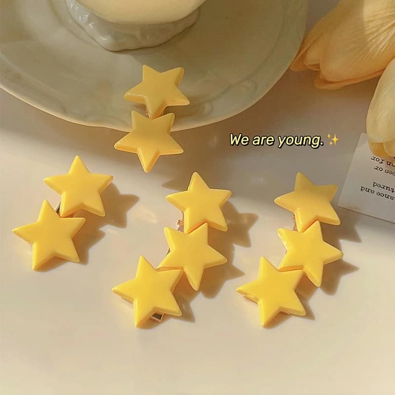 Cute yellow star hair clips, duckbill hair clips, side hair clips