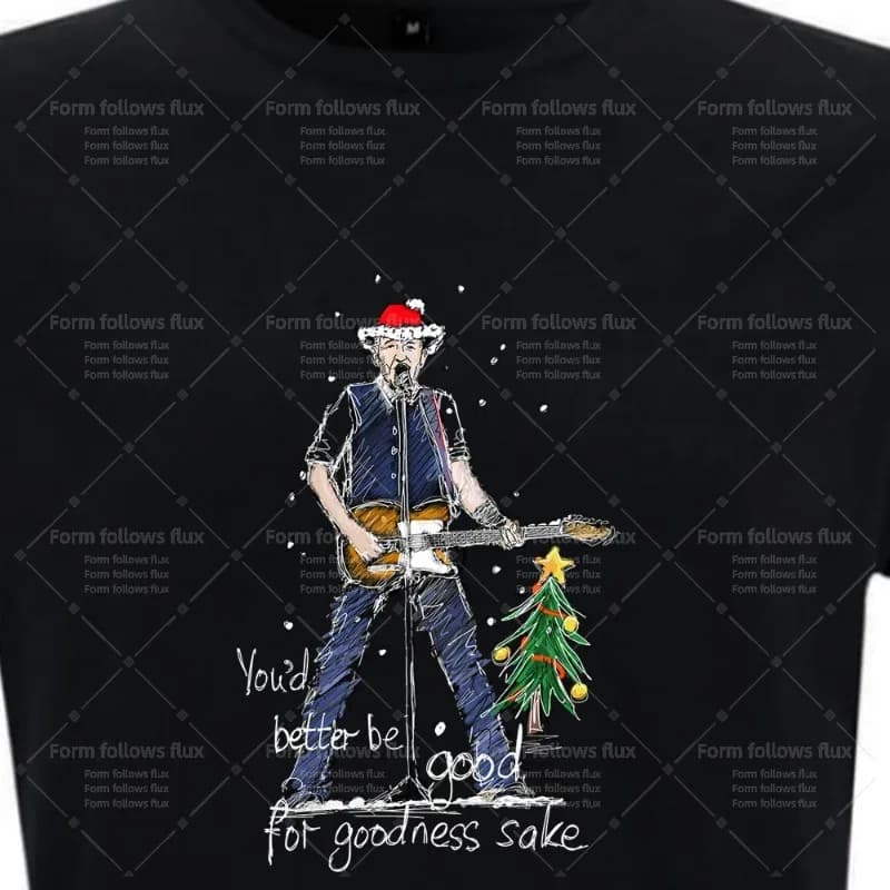 T-Shirt con Cappuccio da Uomo 2026 New Jersey Rock Icon Boss Bruce – You'd Better Be Good Christmas Stile Fumetto Disegnato a Mano Unisex S-6XL Plus