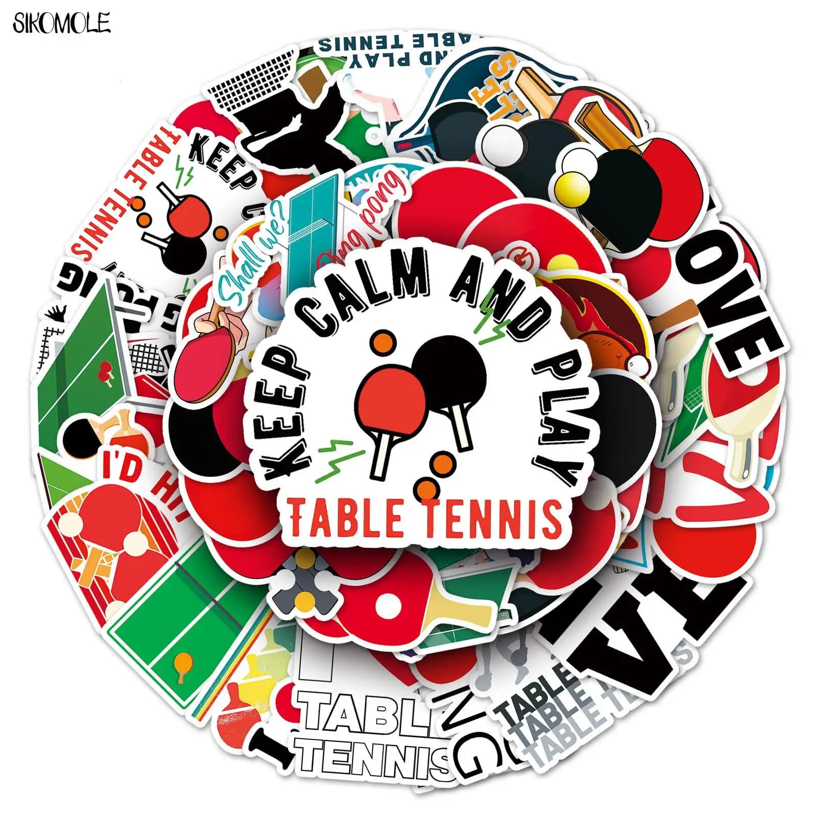 10/30/50 pz adesivi palla da Ping-pong fai da te regalo per bambini giocattolo Laptop valigia Skateboard telefono chitarra tazza decalcomania Graffiti Cartoon Sticker