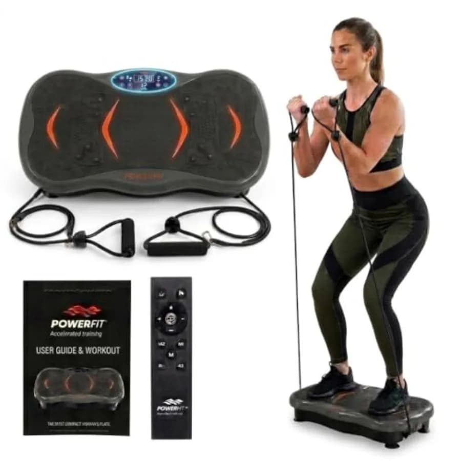 Pedana Vibrante Powerfit - Piattaforma Vibrante per Tutto il Corpo per Perdita di Peso e Drenaggio Linfatico, Struttura in Acciaio B