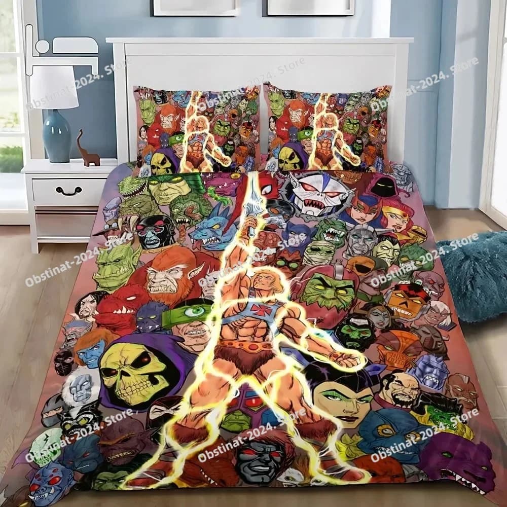 Set biancheria da letto He Mans The Masters Of The Universe Copripiumino stampato Lenzuolo Federa Letto Copripiumino morbido Completo Queen King Size