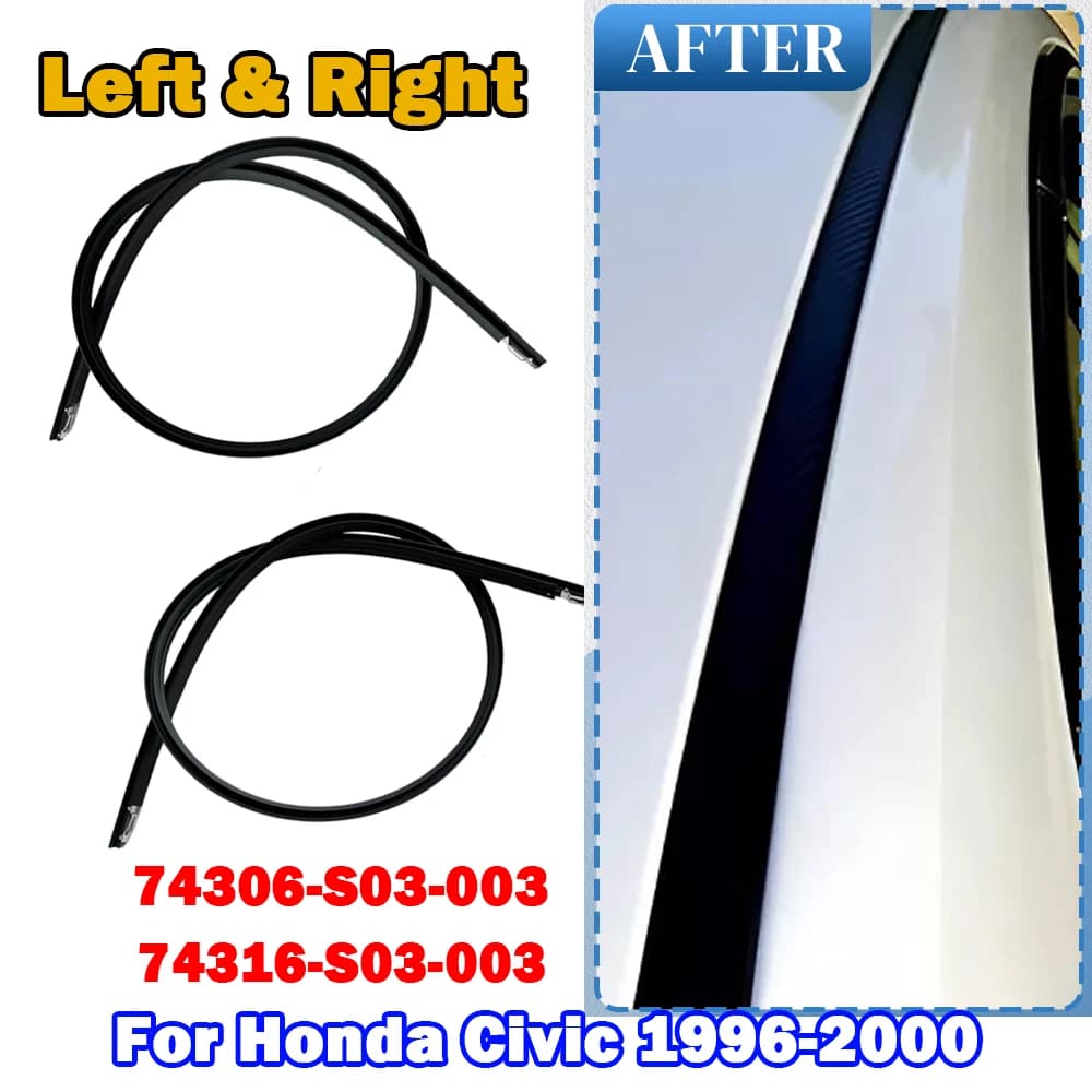 Coppia sinistra destra tetto auto finitura gocciolante modanatura strisce di tenuta trim per Honda Civic EK2 EK3 EK4 EK9 1996-2000 74316-S03-003