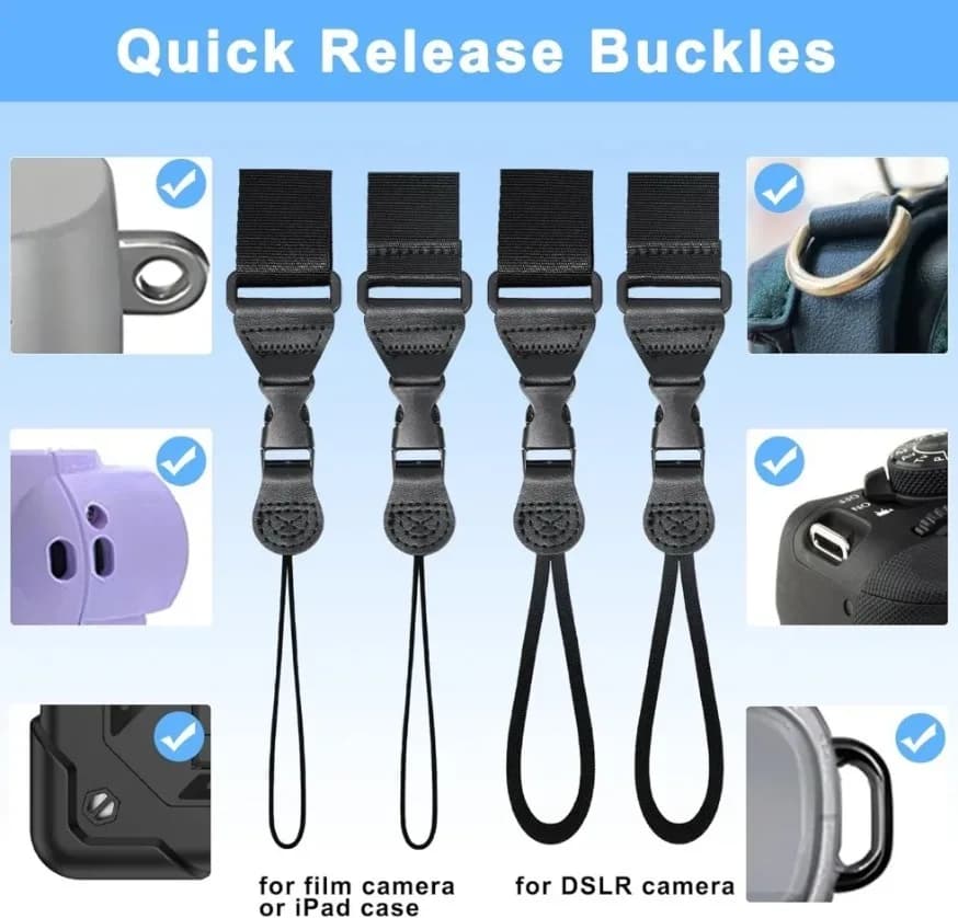 Multifunctional universal shoulder strap for camera, tablet, iPad, laptop, binocular, travel bag with quick release buckles