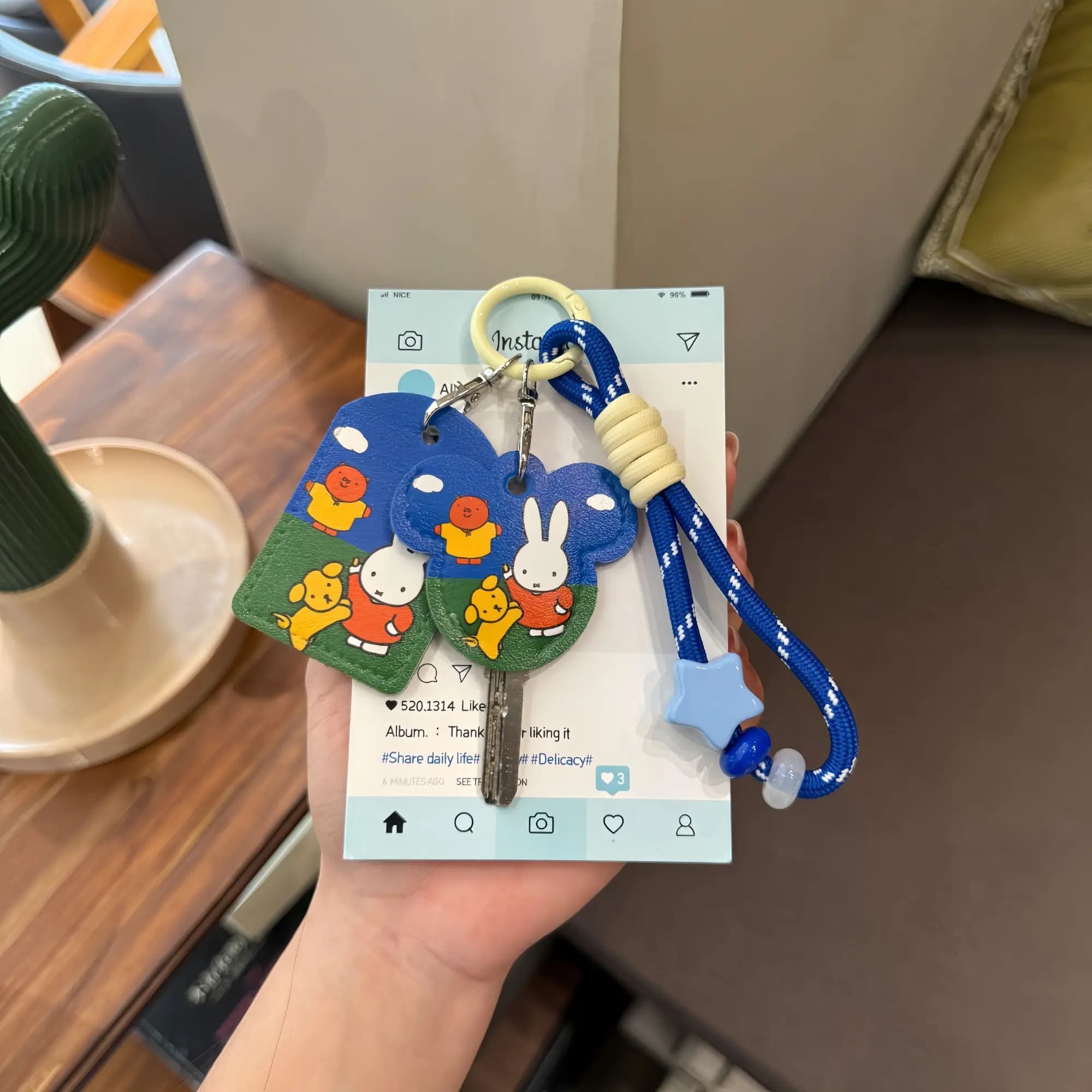 Cute Pictorial Miffy NFC Card Holder Halter Rope Student Campus Meal Card Bus Access Control Card Protective Case Birthday Gift