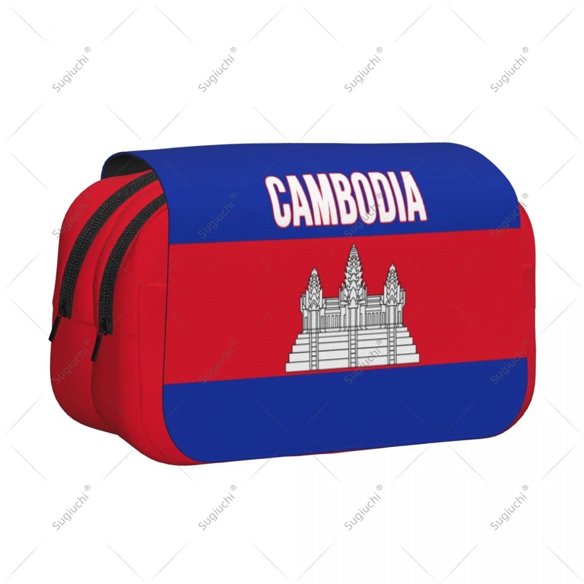 Astuccio per matite Borse per forbici Bandiera del Cambogia 3D Astuccio per penne per riporre articoli di cancelleria in tessuto Oxford a doppio strato