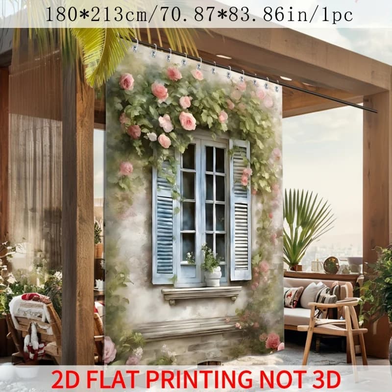 Tenda da esterno VIKAMA con stampa floreale 2D, schermo parasole per balcone, protezione per la privacy, decorazione artistica per casa, giardino e festival