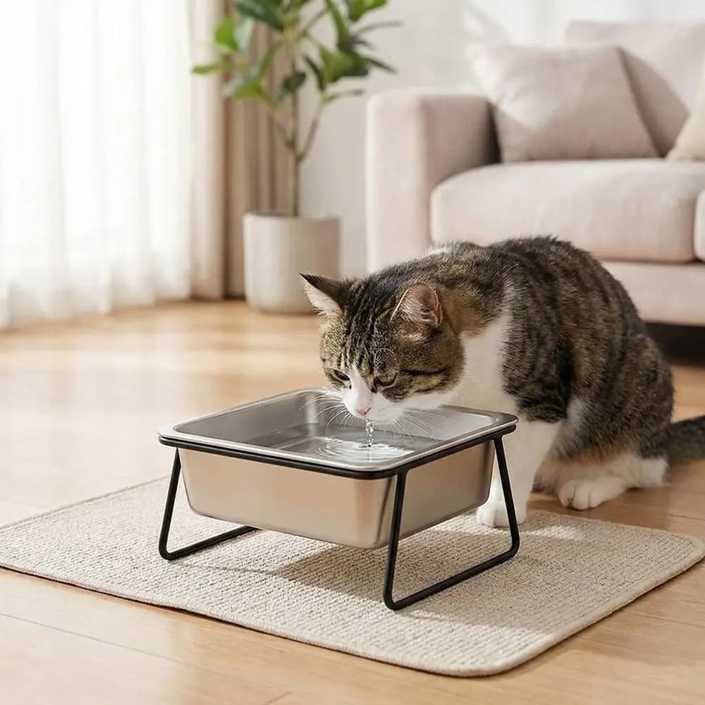 Ciotola Rialzata in Acciaio Inossidabile per Cani, Antiribaltamento, per Cibo e Acqua, Protezione Collo, Ciotola per Alimenti e Acqua per Animali Domestici