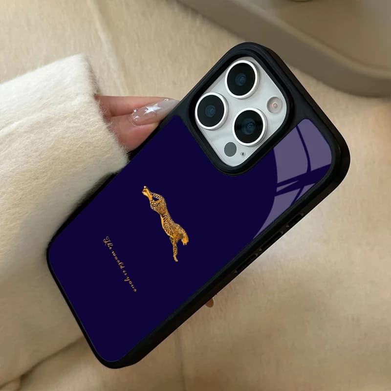 Cheetah silhouette pattern phone case suitable for iPhone 17 16 15 14 13 12 11 Pro/Max/Plus anti drop and shockproof back cover
