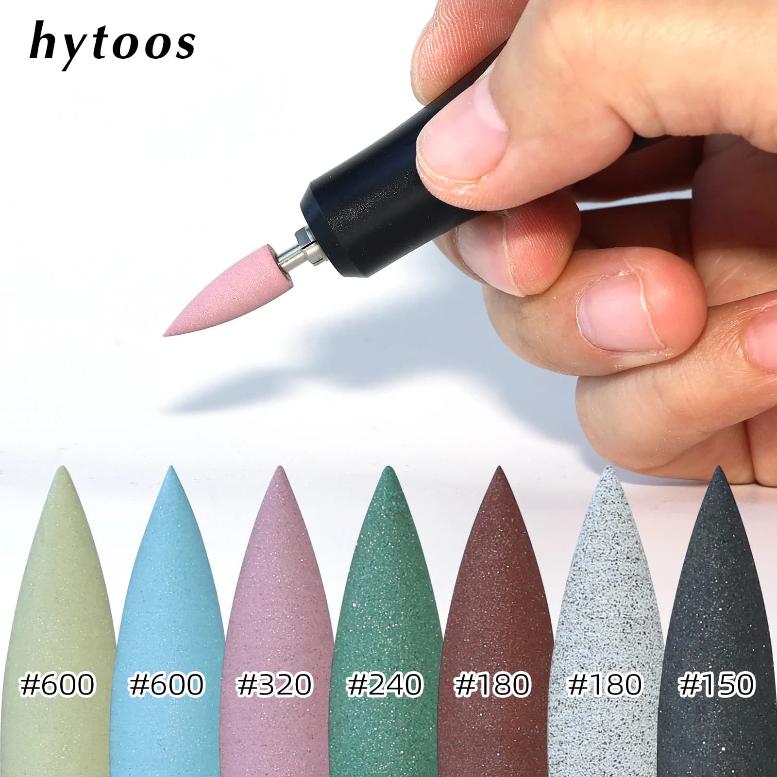 HYTOOS 6*16mm Cone Silicone Nail Drill Bits 3/32" Pedicure Polishing Bit for Nail Drill Manicure & Foot Care Pre-treatment Tools