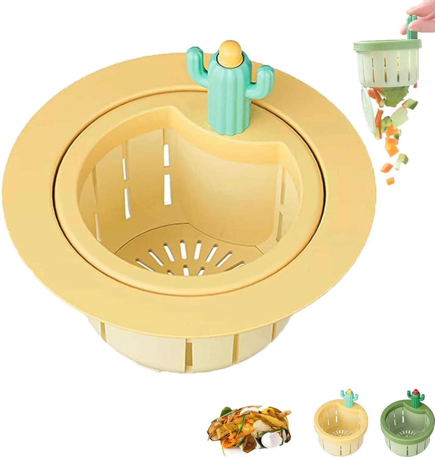 Cactus Sink Drain Strainer, Cactus Sink Strainer, Press Automatic Dumping Basket, Kitchen Sink Waste Collector, Anti-Clogging wi