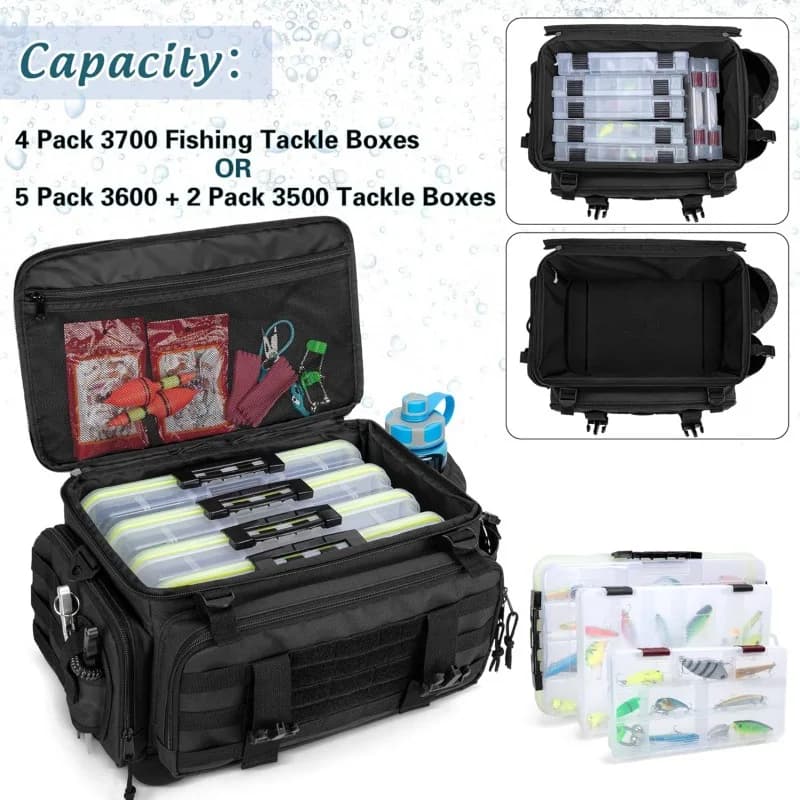 Waterproof Bag for Fishing Equipment, Soft Bag for Storage Tools with Anti-slip Base for Salt or Sweet Water Fishing, Only Bag