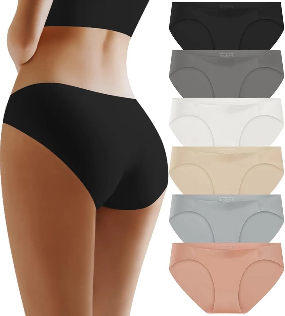 Seamless Underwear: comfortable sexy low waist panties, invisible elasticated bikini briefs, 6 pack