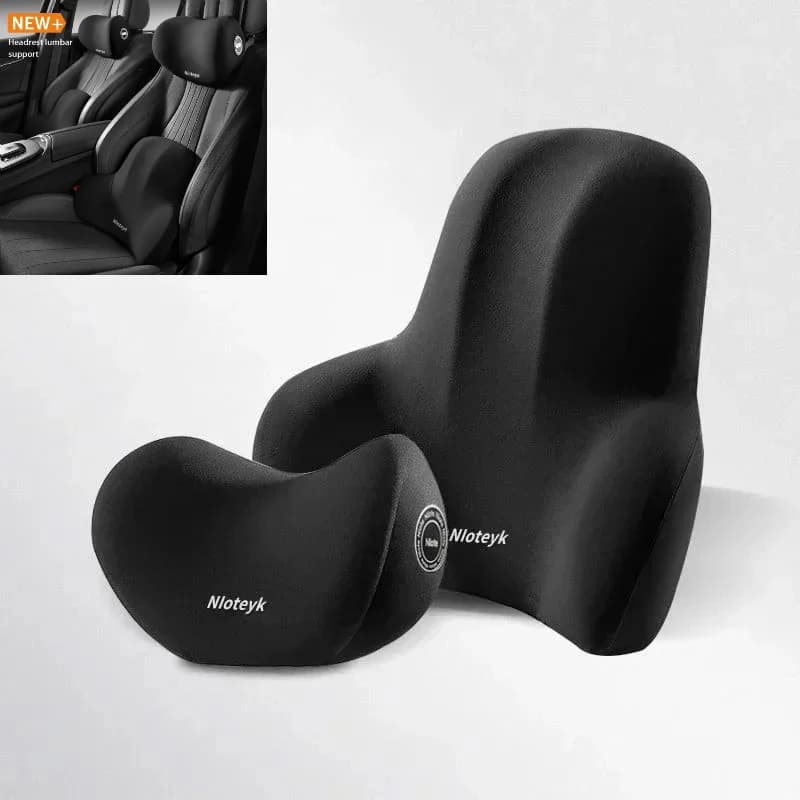 1 Set Car Memory Foam Neck Pillow Protection Lumbar Backrest Cushion Lumbar Cushion Car Headrest Cushion