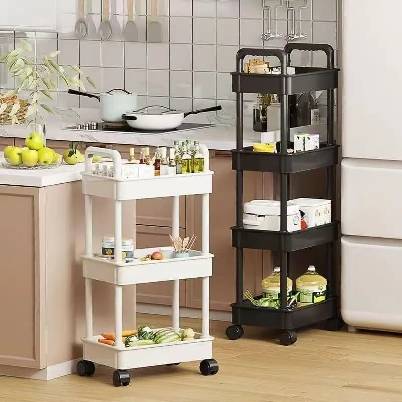 Multifunctional Shelves for Kitchen, Mobile Trolley, Multi-Level Shelving from Earth, for Snacks, Fruits and Vegetables