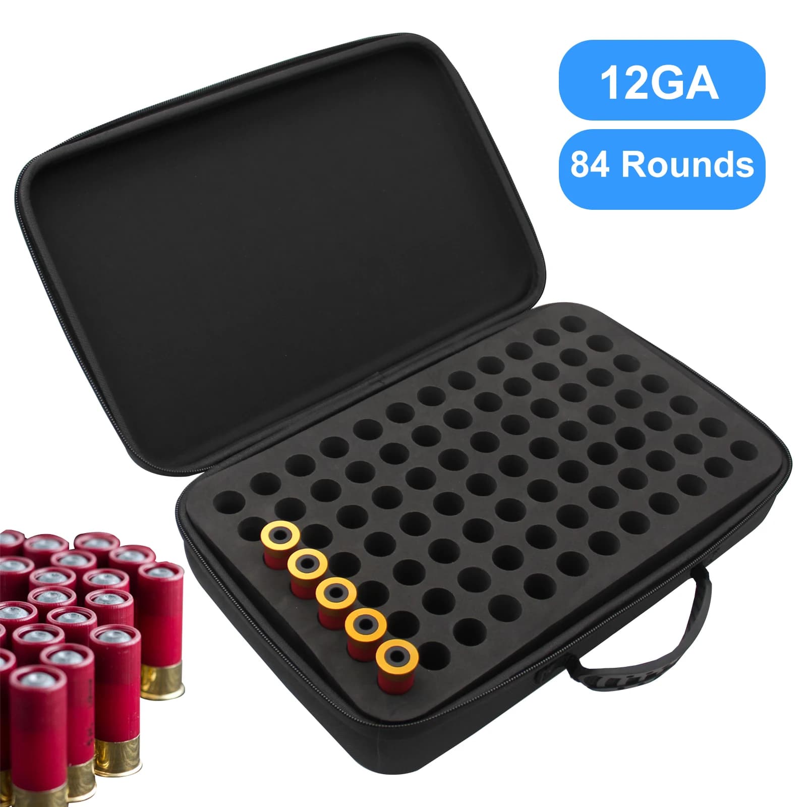 84 colpi 12GA Shotgun Shell Holder Proiettile Munizioni Scatola di immagazzinaggio Custodia per cartucce Accessori da tiro portatili