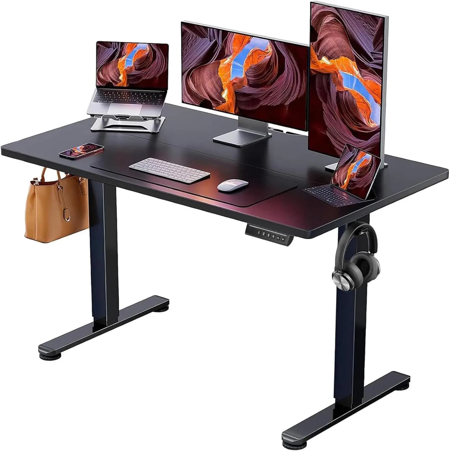 Scrivania Elettrica Regolabile in Altezza, 47x24 Pollici, Scrivania per Computer da Ufficio Sit-Stand con Impostazioni di Memoria (Nera)