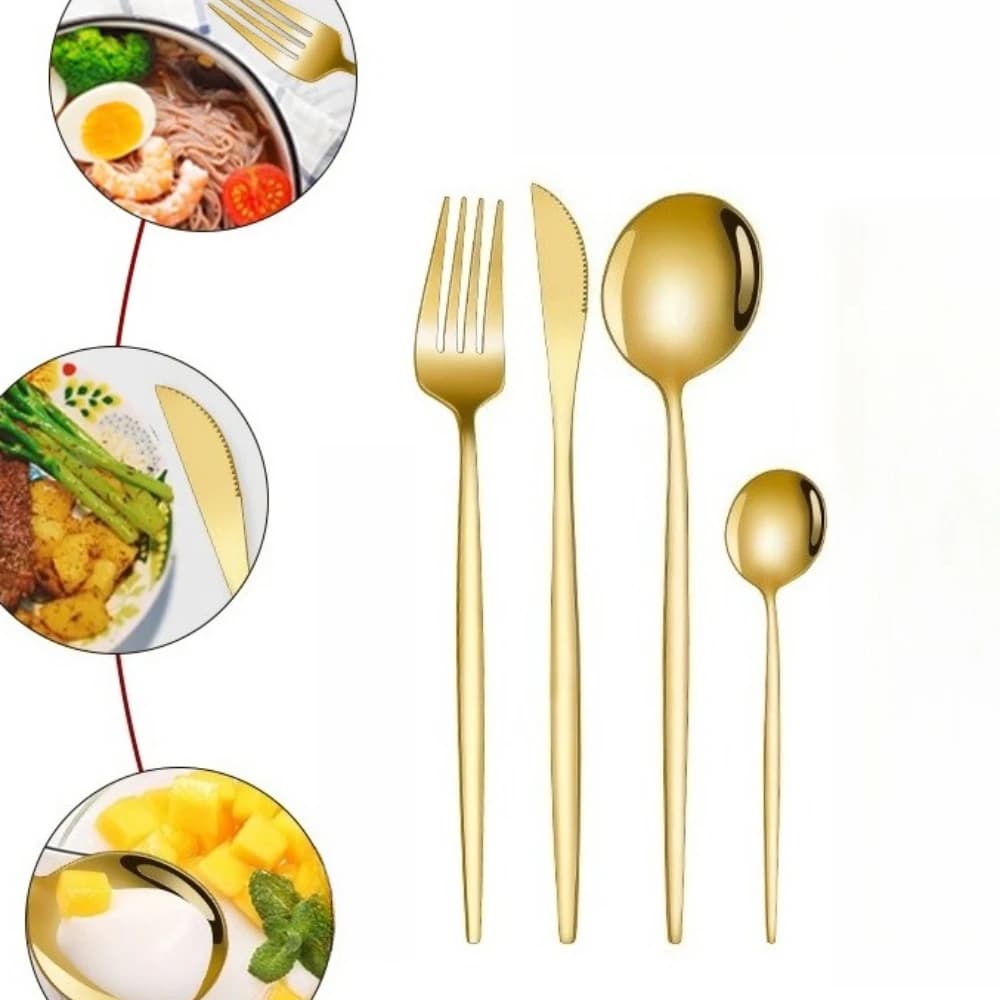 16PCS Crockery set Stainless steel cutlery set for food use Cucchiai Forchette Knives Kitchen cutlery for Home Office Restaurant Hotel