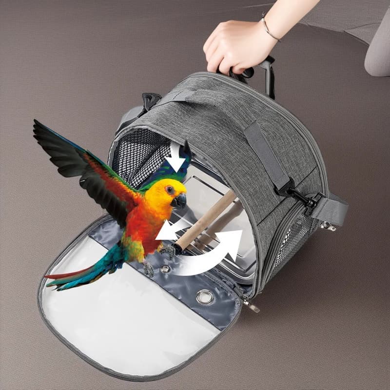 Borsa da viaggio portatile per uccelli Gabbia da viaggio pieghevole per pappagallo Piccione Mynah Cockatiel Criceto Zaino da esterno impermeabile per piccoli animali domestici