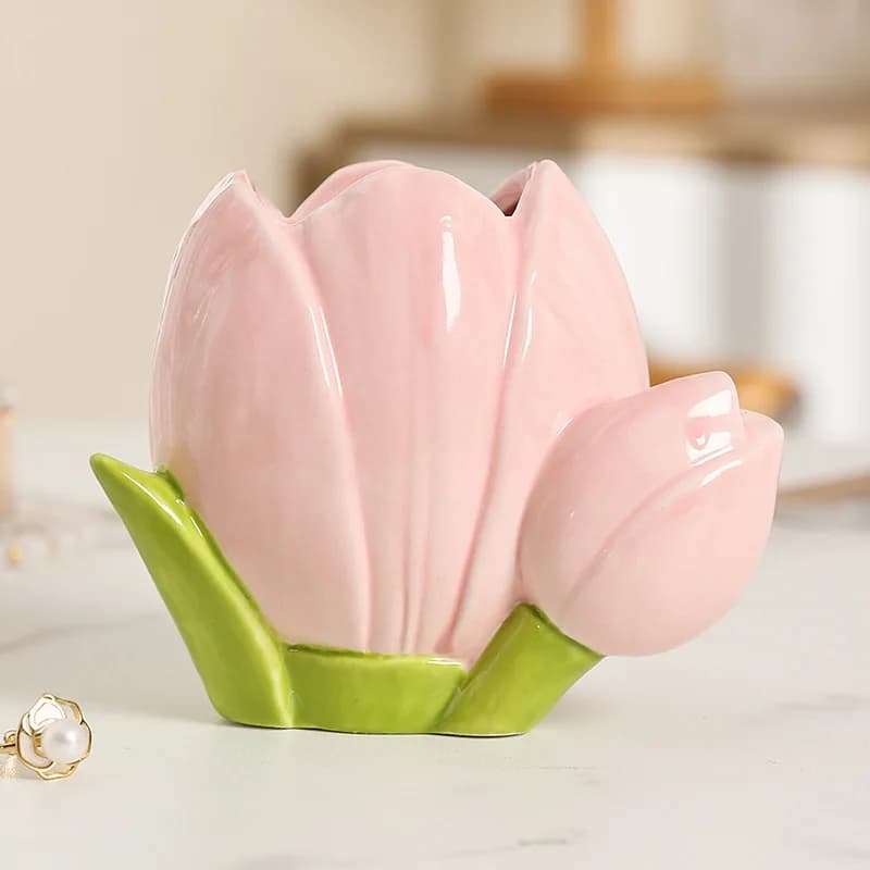 Penna per trucco ad alto livello di aspetto Scatola di immagazzinaggio in ceramica Tubo per pennelli per trucco Secchio per riporre vernice Ornamento per portapenne viola da tavolo