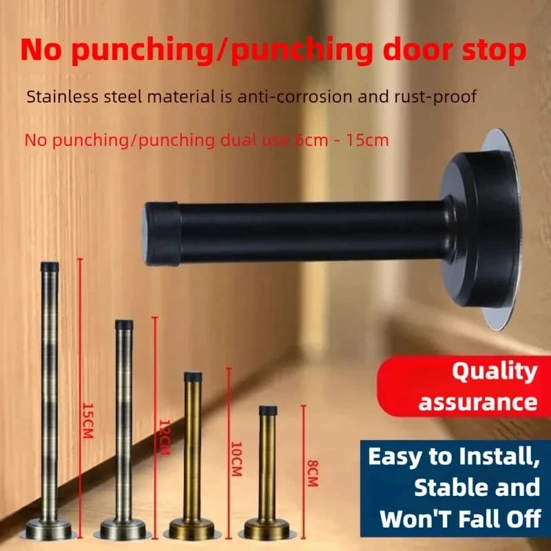 Extra Long Door Stop Wall Protector Rubber Tipped Stainless Steel Door Bumper Floor Mounted Door Stopper Wall Guard Home
