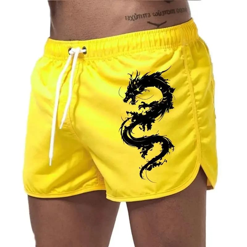 2025 Brand New Mens Board Shorts Chinese Dragon Design Printed Beach High Quality Male Summer Running Cycling Cool