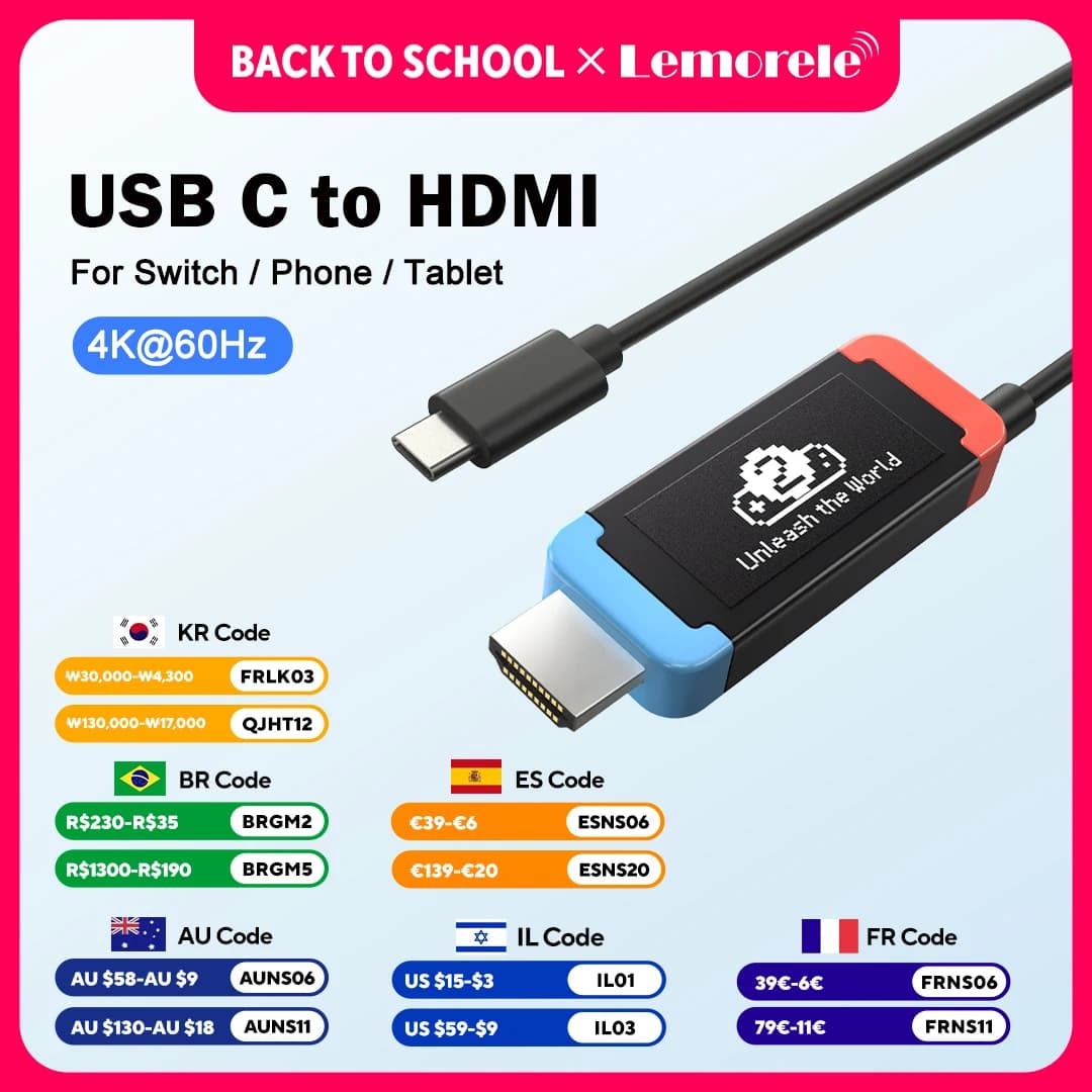 Cavo Lemorele Switch da USB-C a HDMI 2M, PD 100W, HDMI 4k 60Hz, da Tipo C a Cavo di Proiezione, Cavo Video per Adattatore di Conversione Video