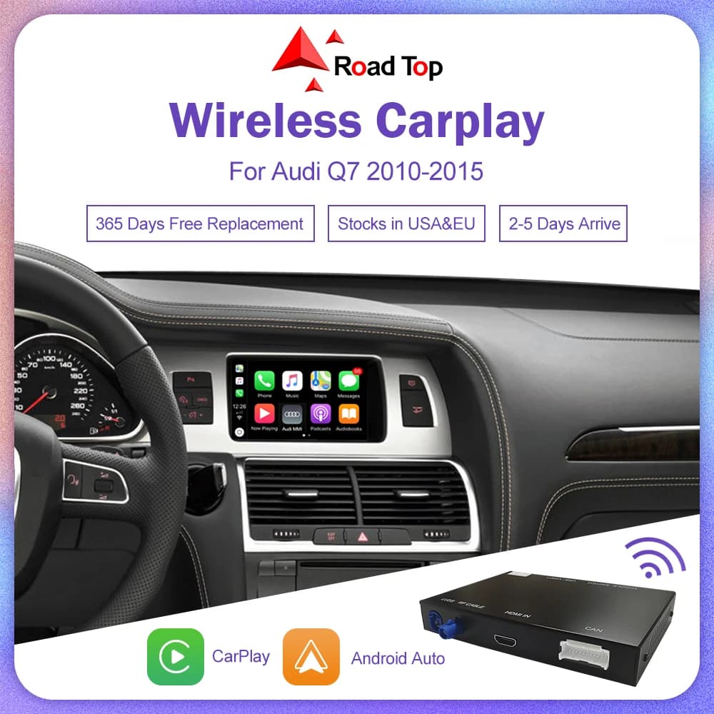 Wireless Carplay per Audi Q7 2010-2015 con supporto per l'aggiornamento dello schermo MMI 3G Mirrorlink Airplay Siri controllo originale Android Auto
