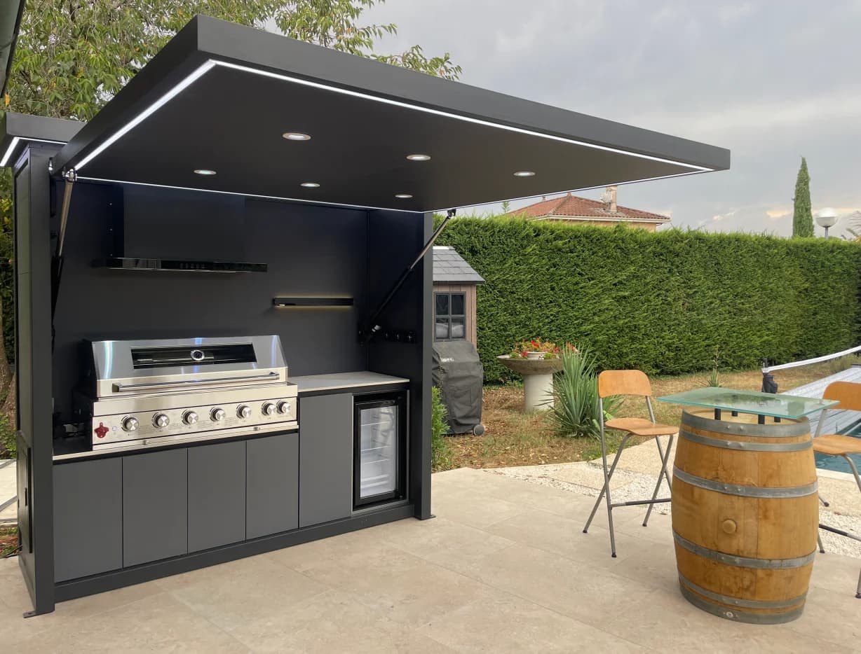 Customized Outdoor Kitchen Prep Table with Cutting Board and Hooks for Backyard BBQ and Party Cooking patio garden camping