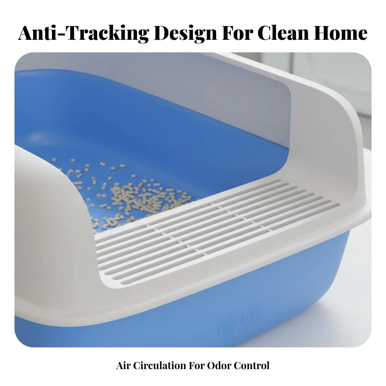 Spatter-Resistant Cat Litter Tray Easy to Clean Anti-Tracking Litter Tray