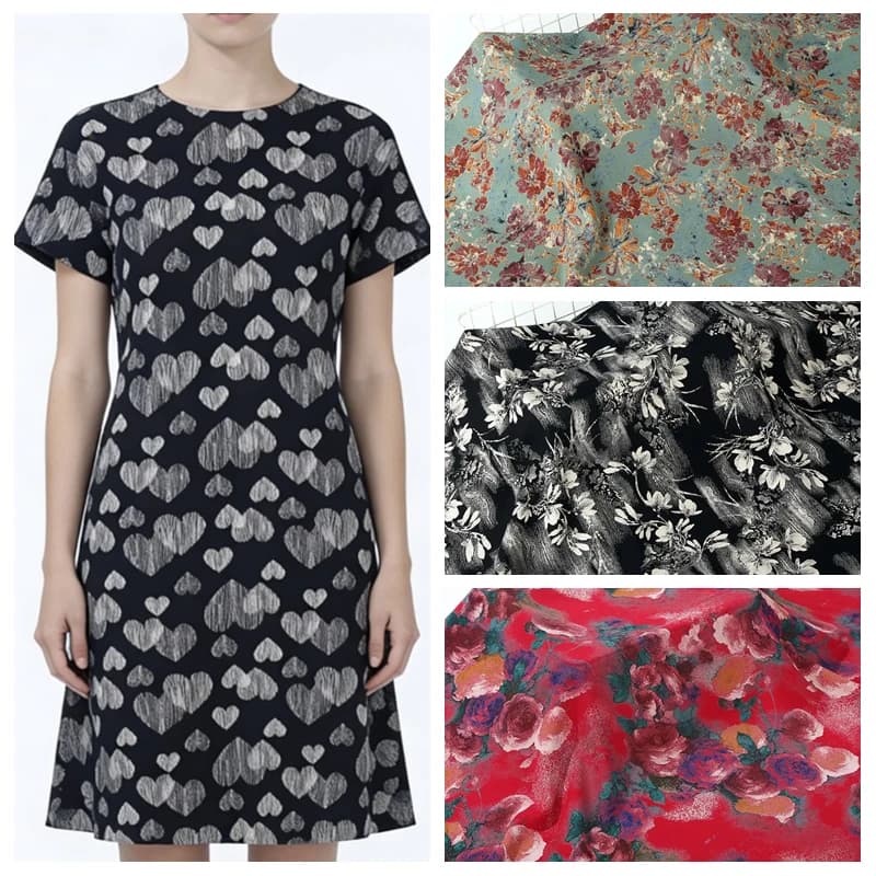 Printed Rayon Fabric By The Meter for DIY Clothing Skirts Pants Dresses Cheongsam Pajamas Sewing Flower Slub Cloth Comfortable