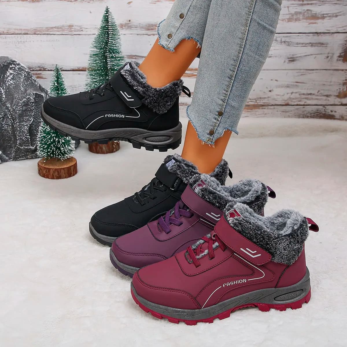 Winter Women Snow Boots Casual Shoes Non-slip Platform Warm Ankle Boots Combat Outdoor Short Plush Hiking Boots Botas Mujer