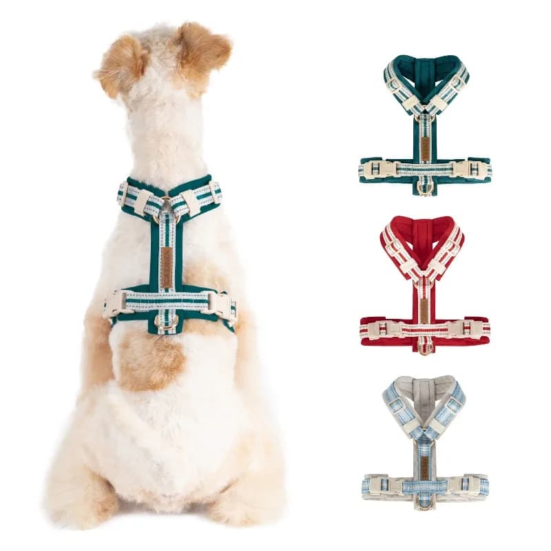 Pettorina per cani regolabile Pettorina per cani a forma di Y Cinghie pettorali riflettenti morbide e traspiranti per cani Comodo collare robusto e durevole