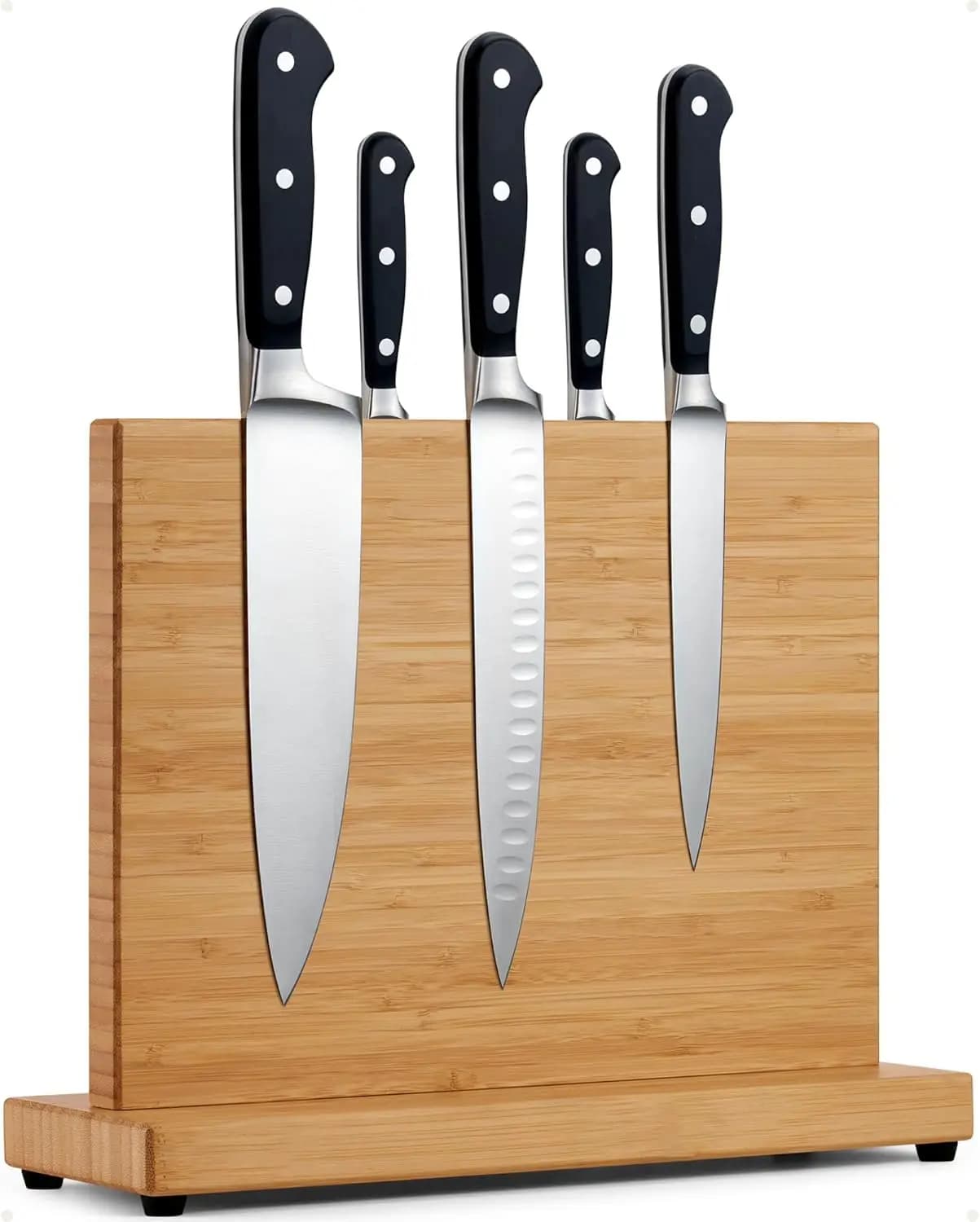Portacoltelli magnetico in legno a doppia faccia per coltelli fino a 9 pollici, blocco vuoto