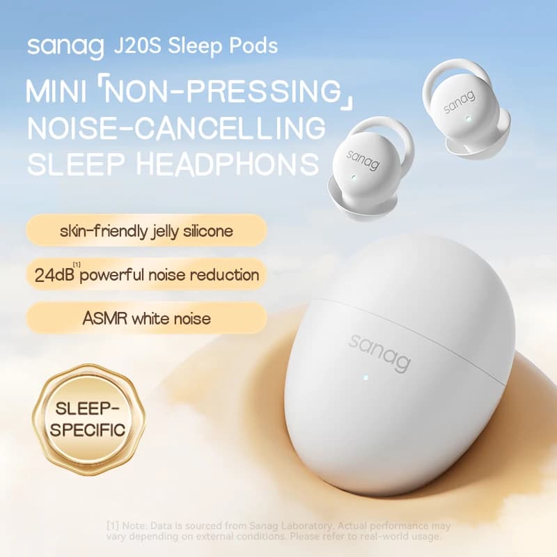 Sanag J20 Wireless Earphones Sleep Pods Bluetooth Noise-Cancelling Sleep Headphones