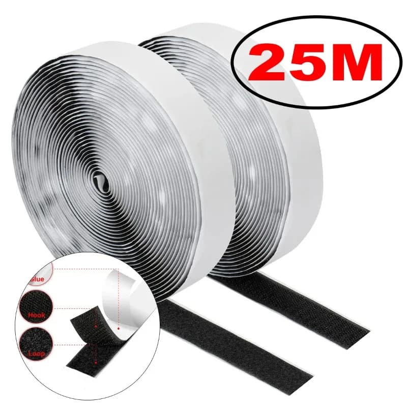 25M Self Adhesive Hook and Loop Fastener Tape House Diy Magic Tap Auto Double Sided Roll Strong Glue Home Strap Strips
