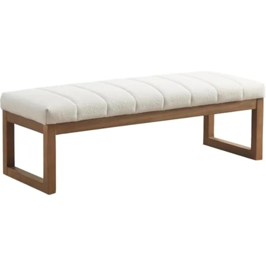 Panca da camera da letto da 134 cm, moderna, imbottita in tessuto Teddy, per fondo letto, ingresso, sala da pranzo, poggiapiedi, sgabello con seduta