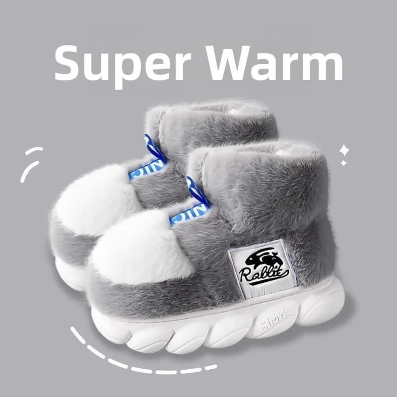 Men's High-Top Slippers Indoor Outdoor Warm Winter Large Size Shoes Home Indoor Thick Bottom Anti-Slip Couple Snow Boots