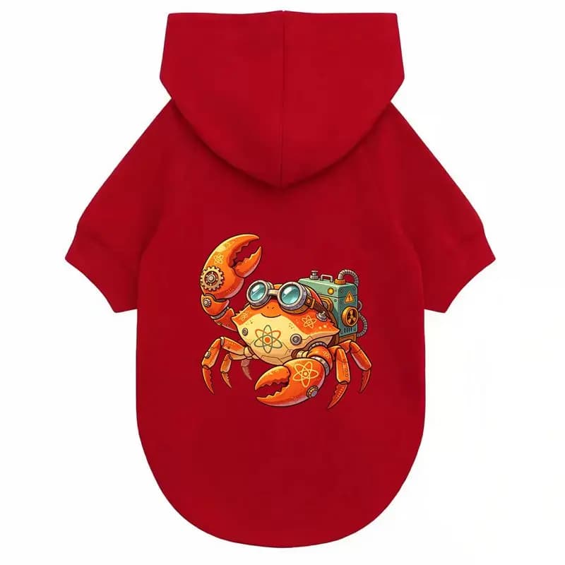 Dog Hoodie Autumn Winter Cat Dog Sweatshirt Creative Sci-Crab Print Breathable