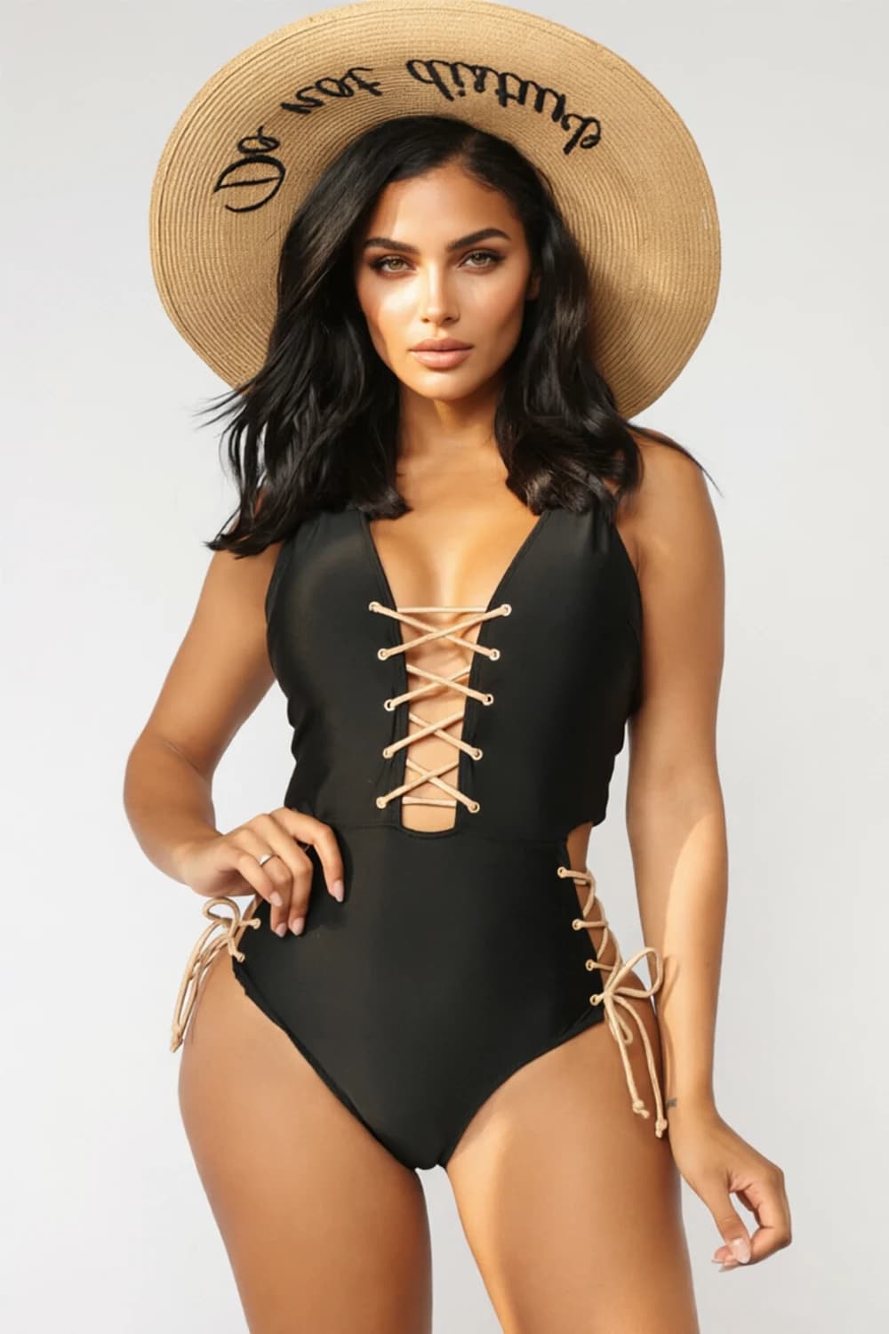 Luxury Cross Straps One Piece Swimsuit Women's Swimwear Fashion Mujer Deep V-Neck Bathing Suit Female Summer Vacation Beachwear